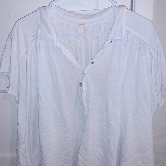White Free People Low Down Henley Size Small - Picture 2 of 9